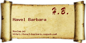 Havel Barbara névjegykártya